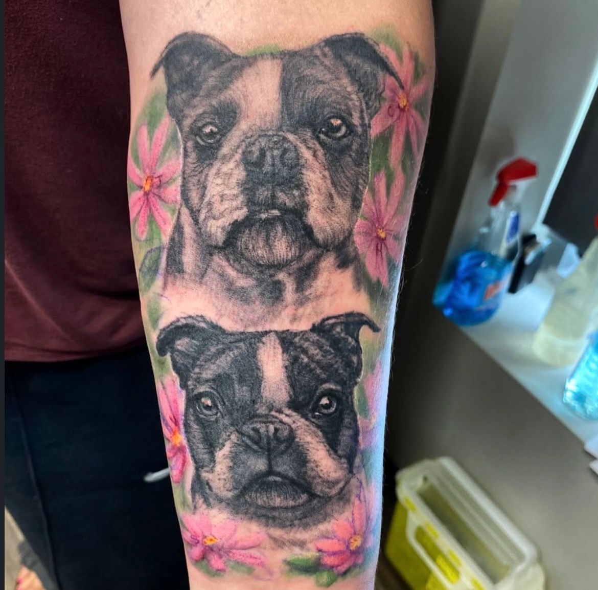 Dog Portraits Tattoo by Steve Hayes at Black Gold Tattoo Co in Edmonton Alberta Canada