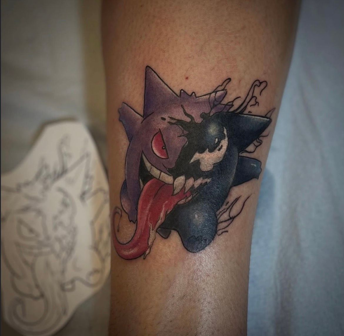 Gengar Tattoo by Steve Hayes at Black Gold Tattoo Co in Edmonton Alberta Canada