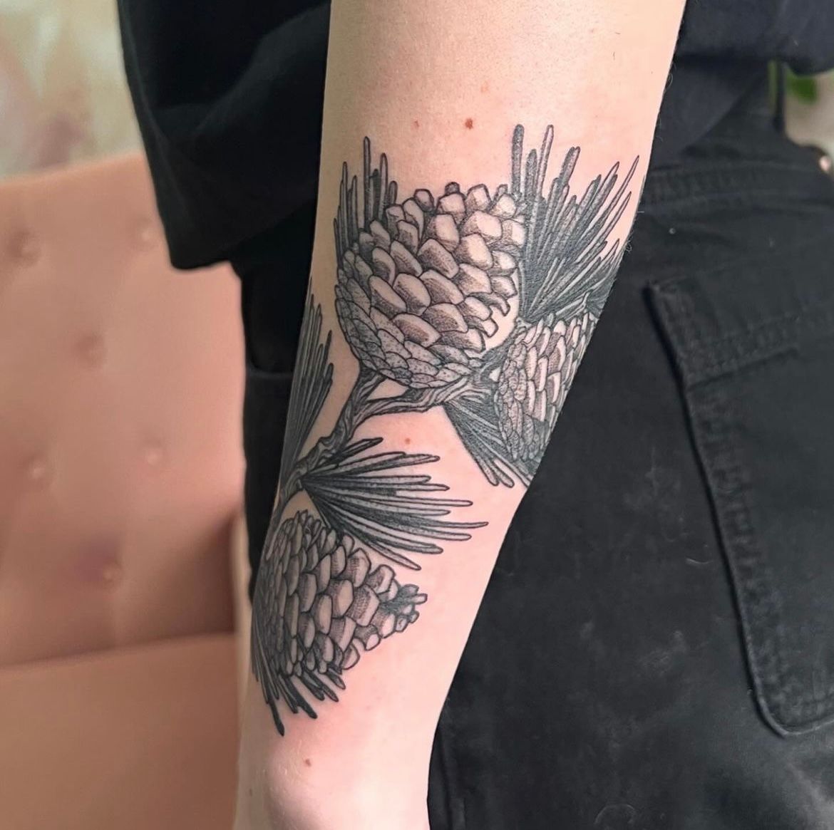 Pinecone Tattoo by Adrienne Alexander at Silver Ghost Tattoo in Edmonton Alberta Canada
