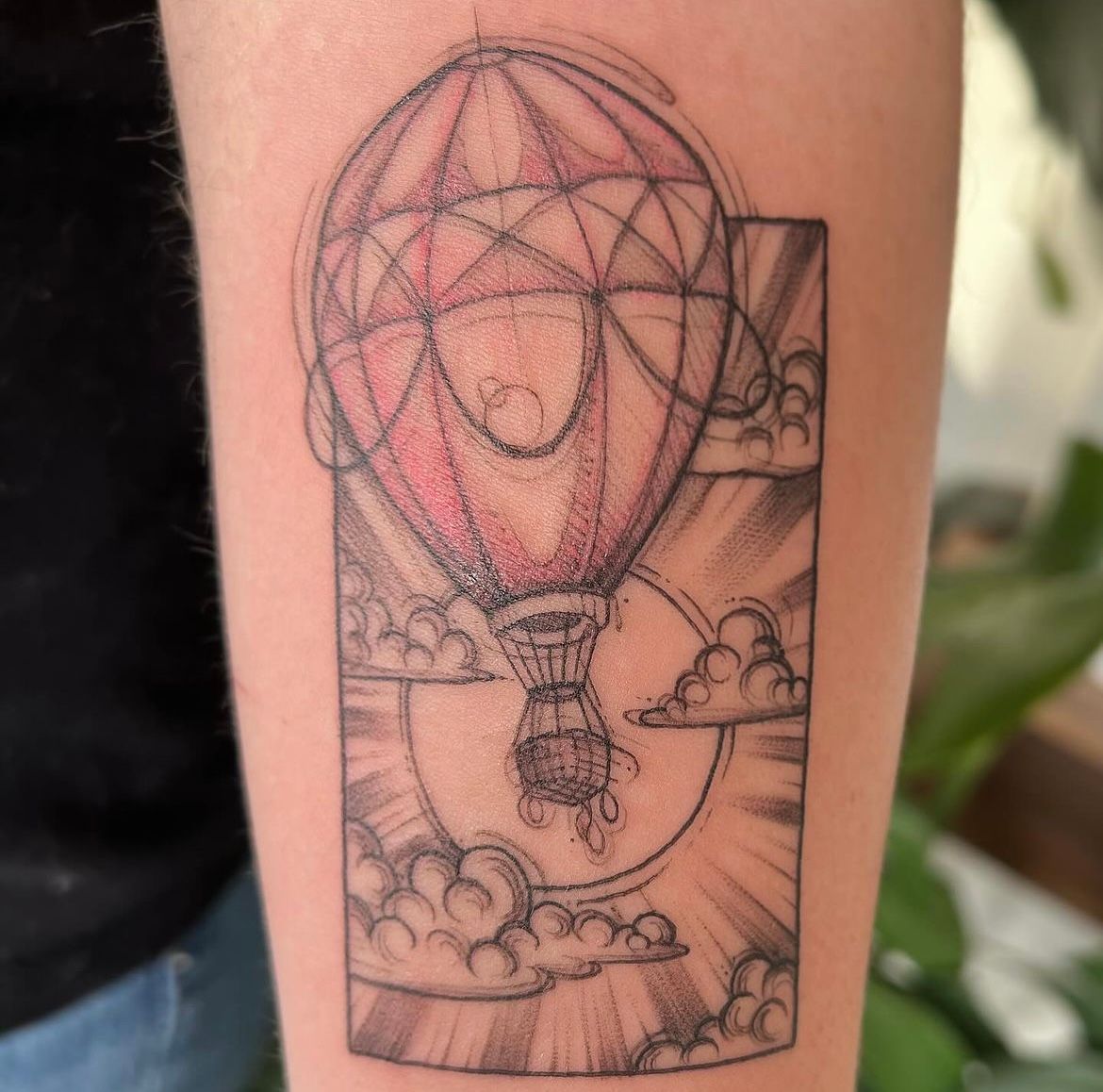 Hot Air Balloon Tattoo by Adrienne Alexander at Silver Ghost Tattoo in Edmonton Alberta Canada
