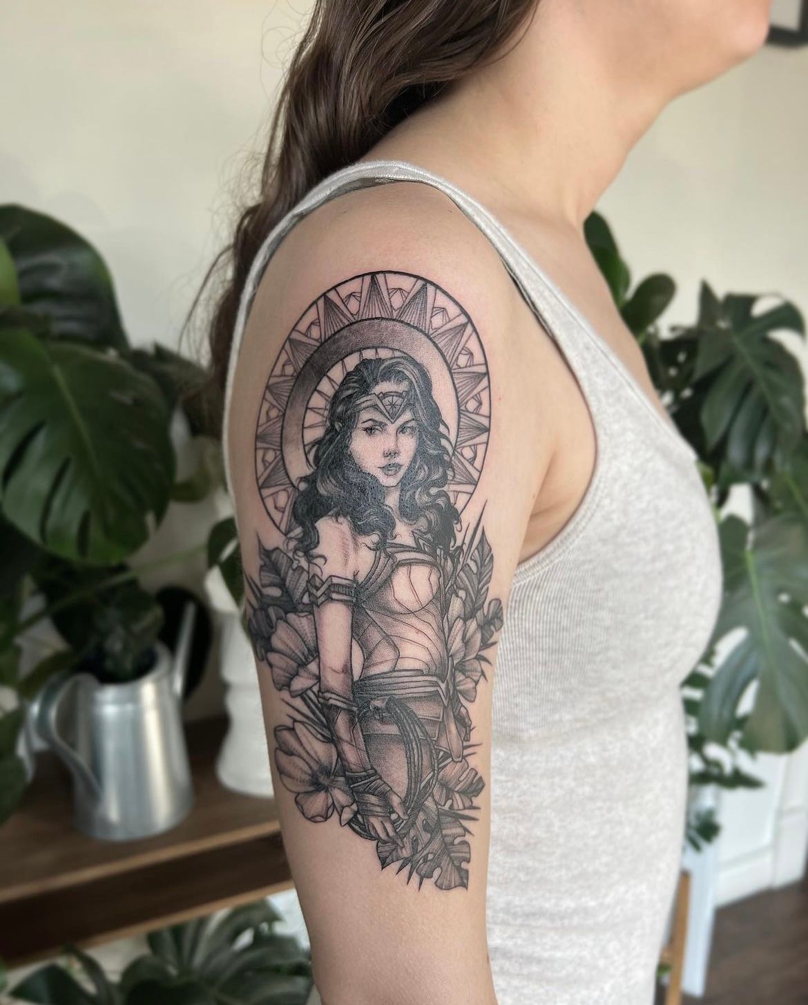 Wonder Woman Tattoo by Adrienne Alexander at Silver Ghost Tattoo in Edmonton Alberta Canada
