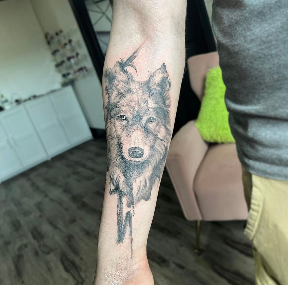 Wolf Tattoo by Adrienne Alexander at Silver Ghost Tattoo in Edmonton Alberta Canada
