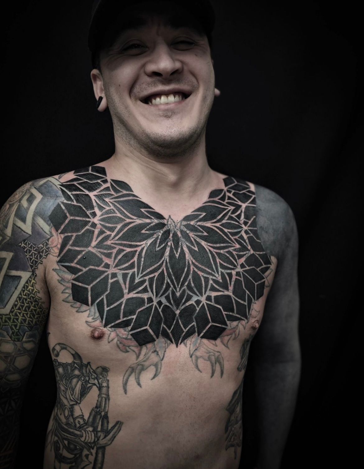 Blackwork Cover Up Tattoo by Alex Arnautov at Black Gold Tattoo Co in Edmonton Alberta Canada