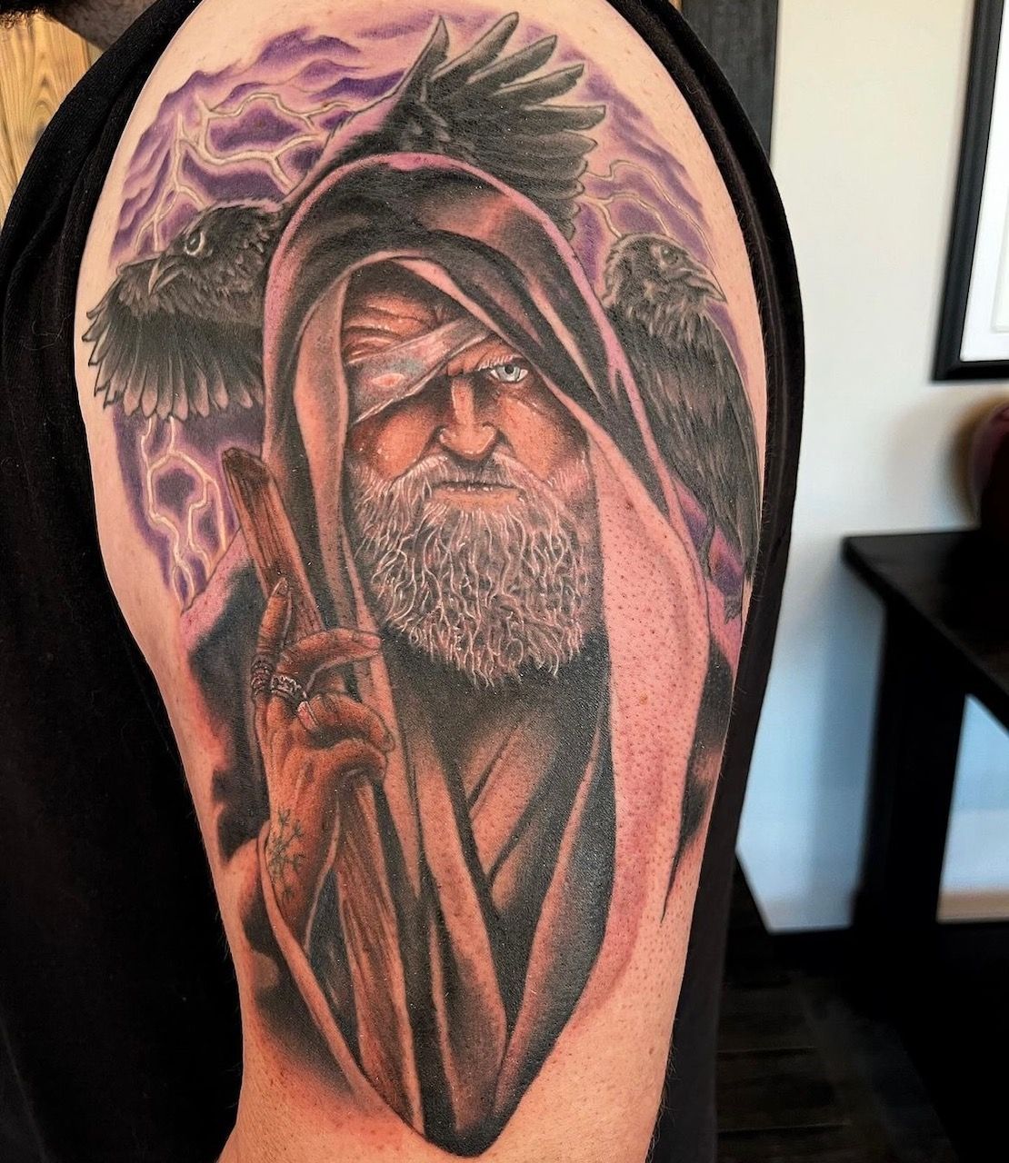 Odin Tattoo by Chad Lavers at Crimson Empire Tattoo in Edmonton Alberta Canada