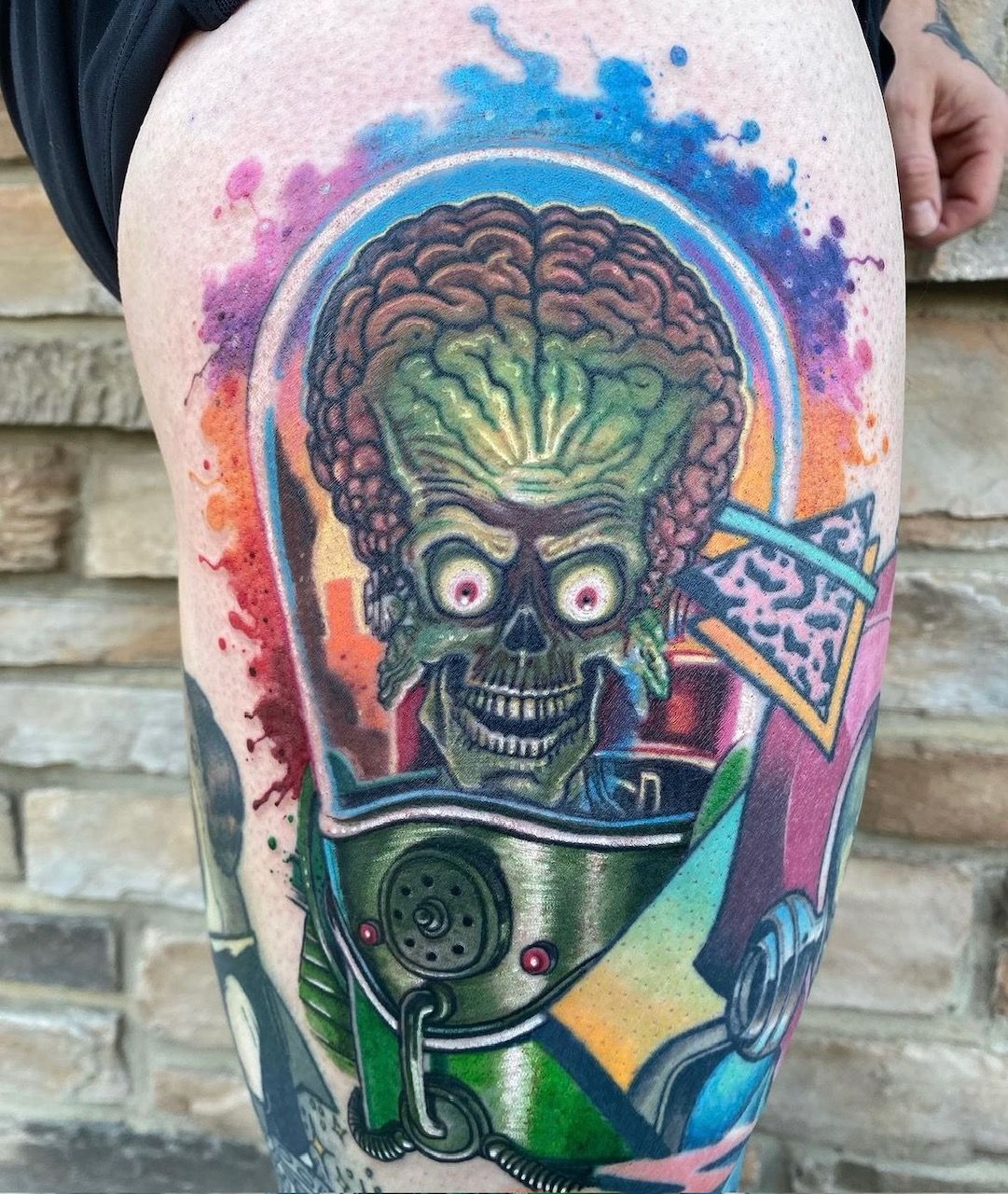 Mars Attacks Tattoo by Chris Labrenz at Black Gold Tattoo Co in Edmonton Alberta Canada