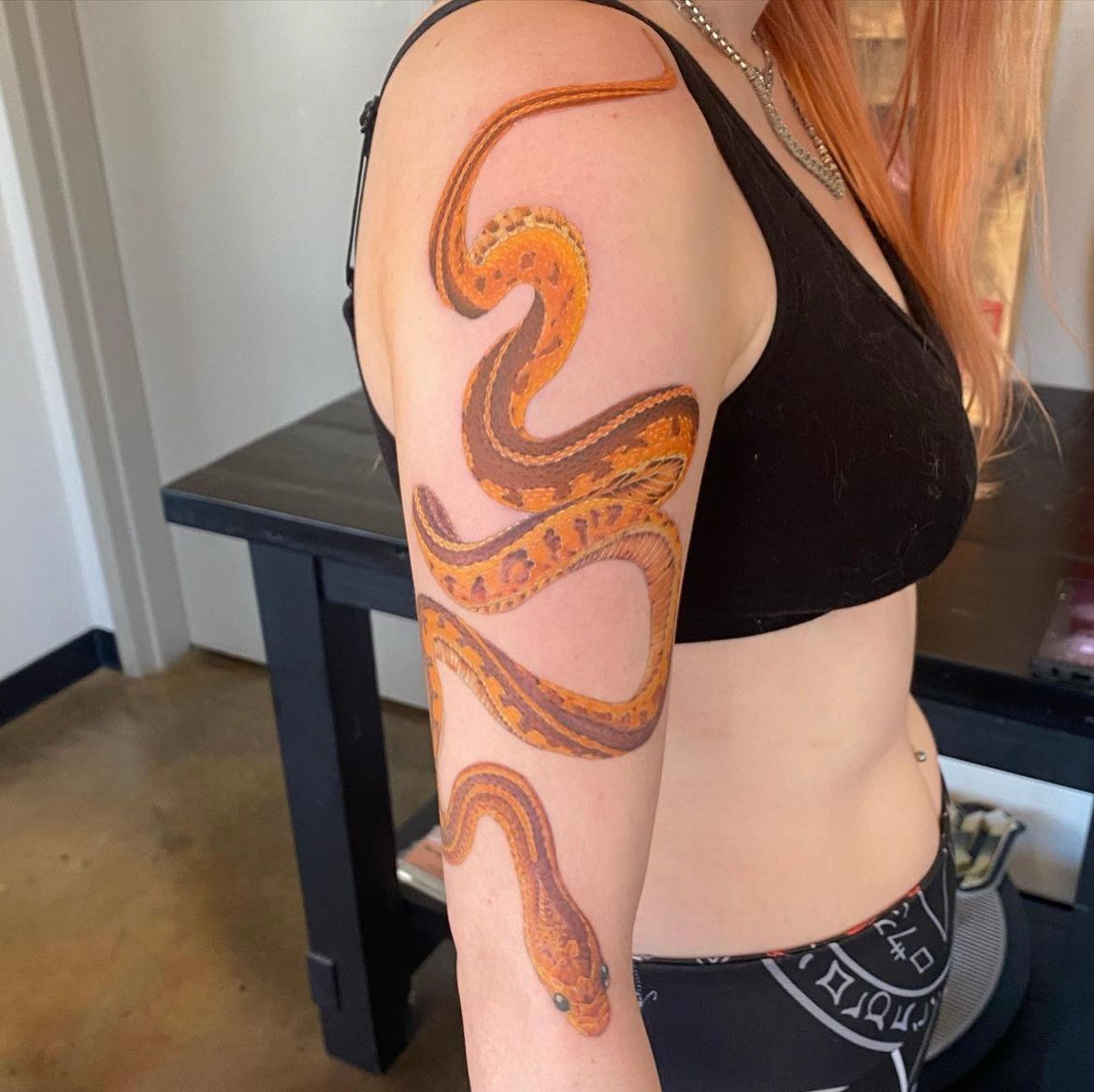 Snake Tattoo by Dale Moostoos at Crimson Empire Tattoo in Edmonton Alberta Canada
