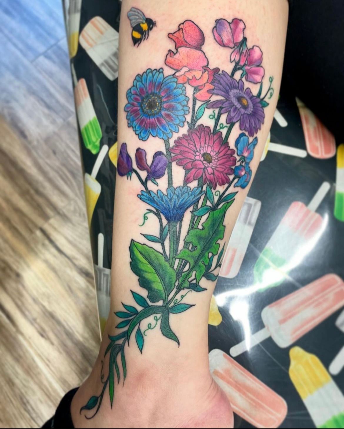 Floral Arrangement Tattoo by Jess Alther at Black Gold Tattoo Co in Edmonton Alberta Canada