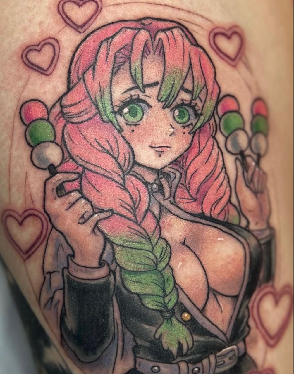 Mitsuri Demon Slayer Tattoo by Vanessa Spezowka at Crimson Empire Tattoo in Edmonton Alberta Canada