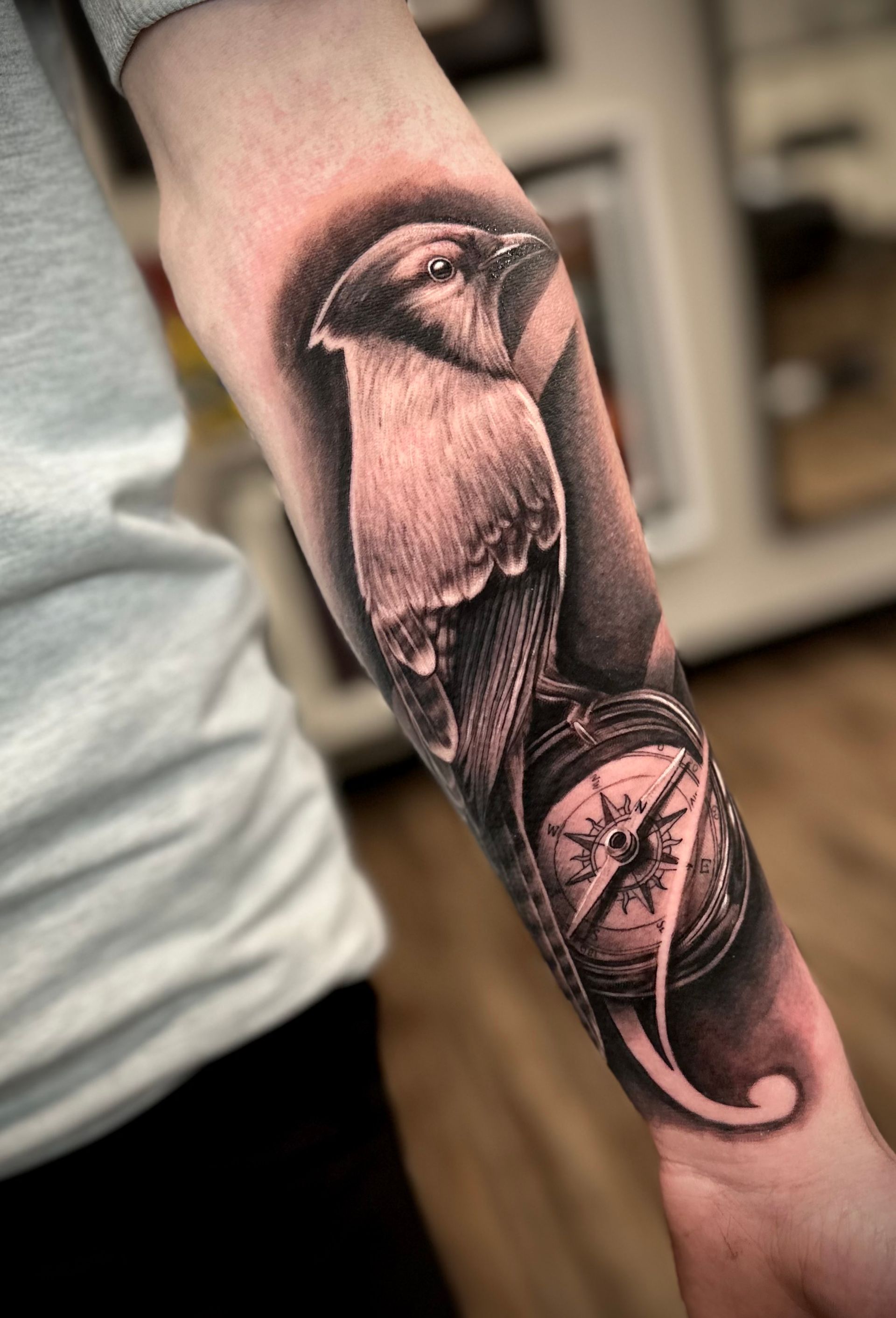 Bluejay Tattoo by Jackson Sukhov at Black Gold Tattoo Co in Edmonton Alberta Canada