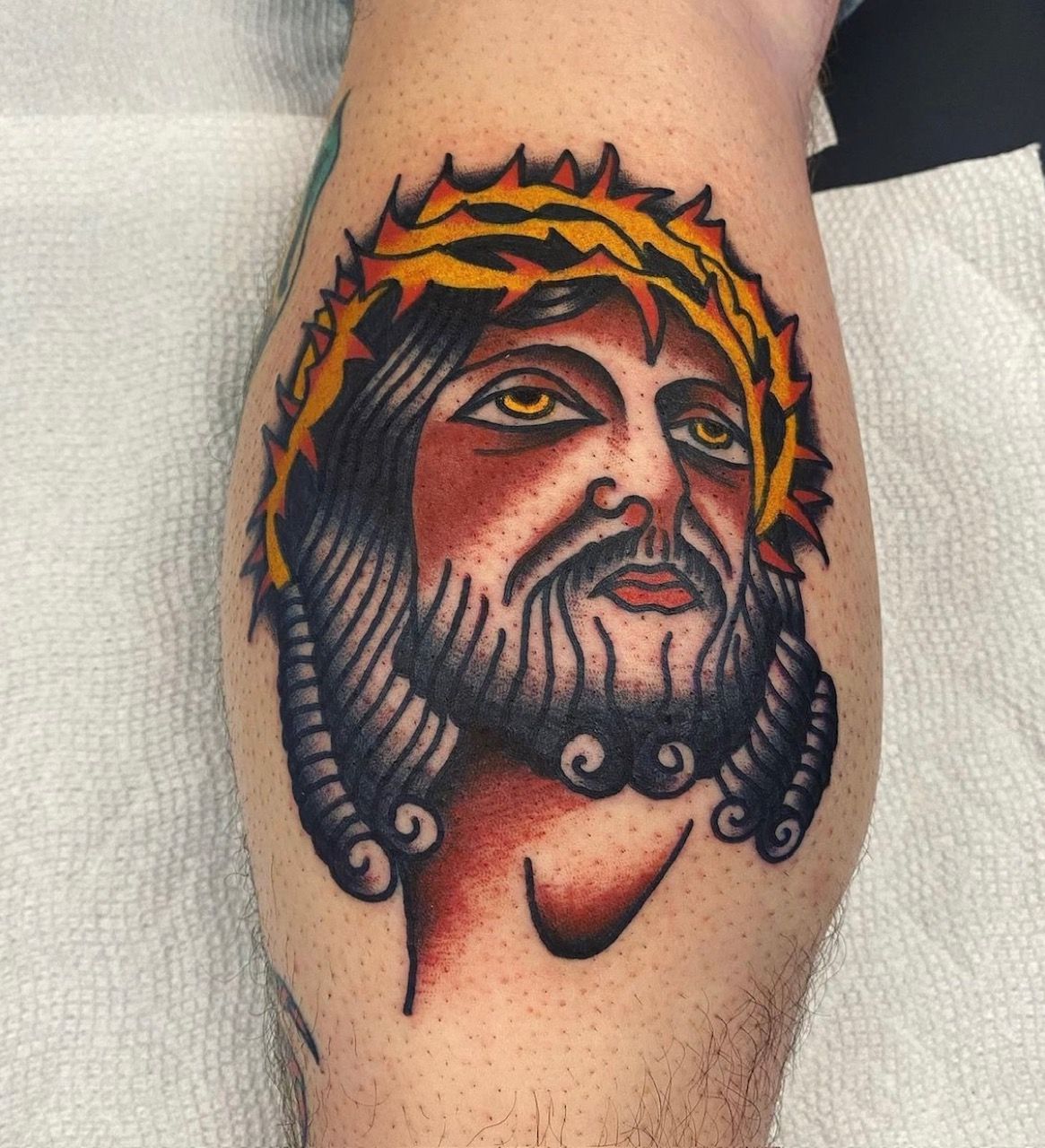 Jesus Tattoo by JD Pezderic at Silver Ghost Tattoo in Edmonton Alberta Canada