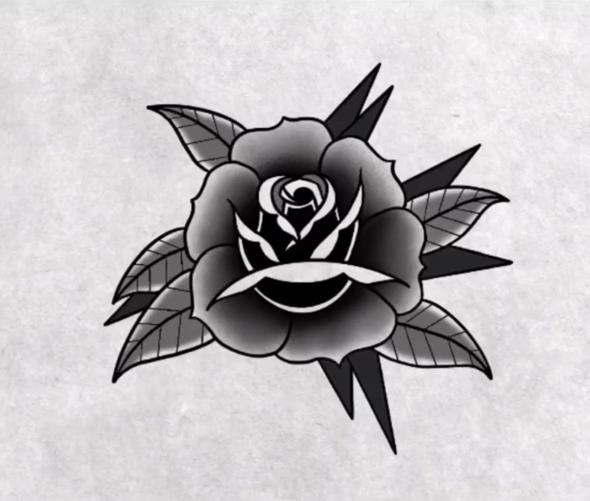 Rose Flash Design by Keon Courtney at Crimson Empire Tattoo in Edmonton Alberta Canada