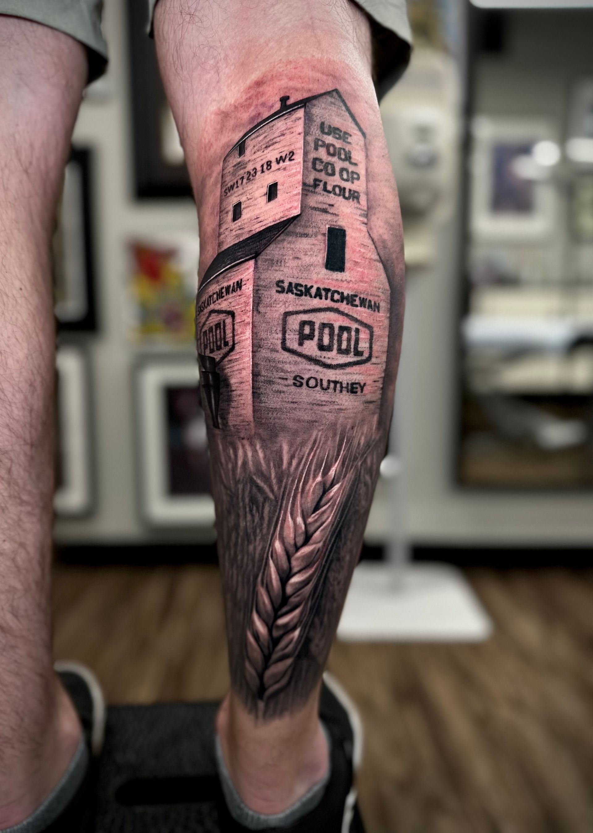 Grain Elevator Tattoo by Jackson Sukhov at Black Gold Tattoo Co in Edmonton Alberta Canada