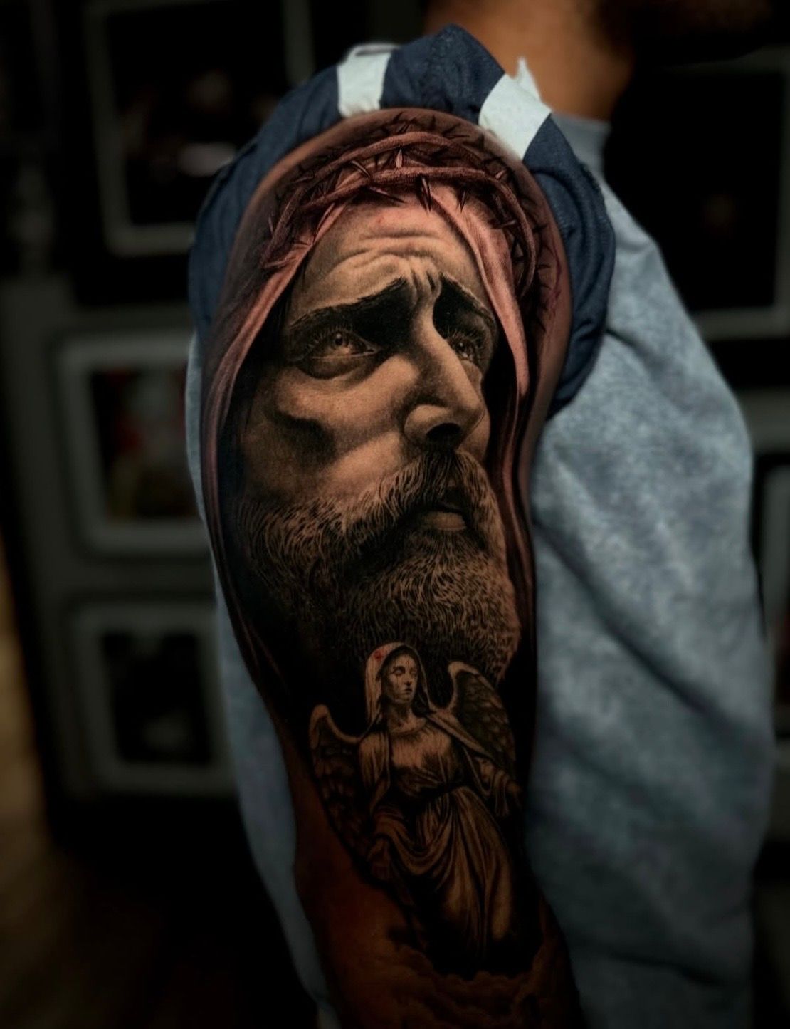Jesus Tattoo by Jackson Sukhov at Black Gold Tattoo Co in Edmonton Alberta Canada