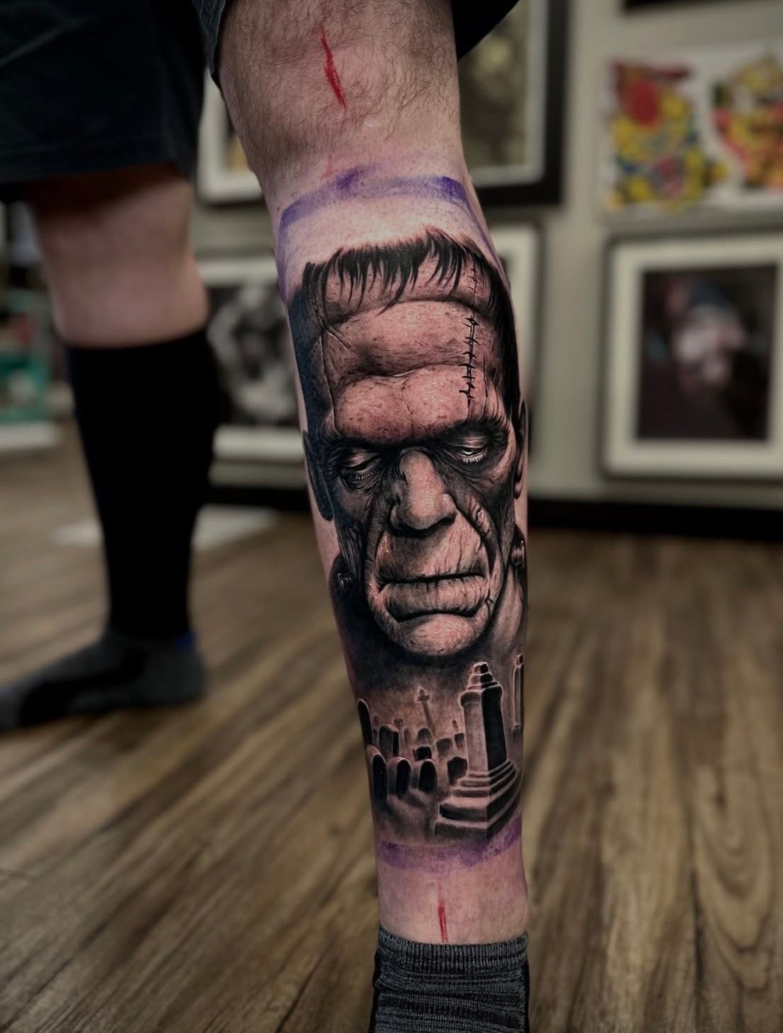 Frankenstein Tattoo by Jackson Sukhov at Black Gold Tattoo Co in Edmonton Alberta Canada