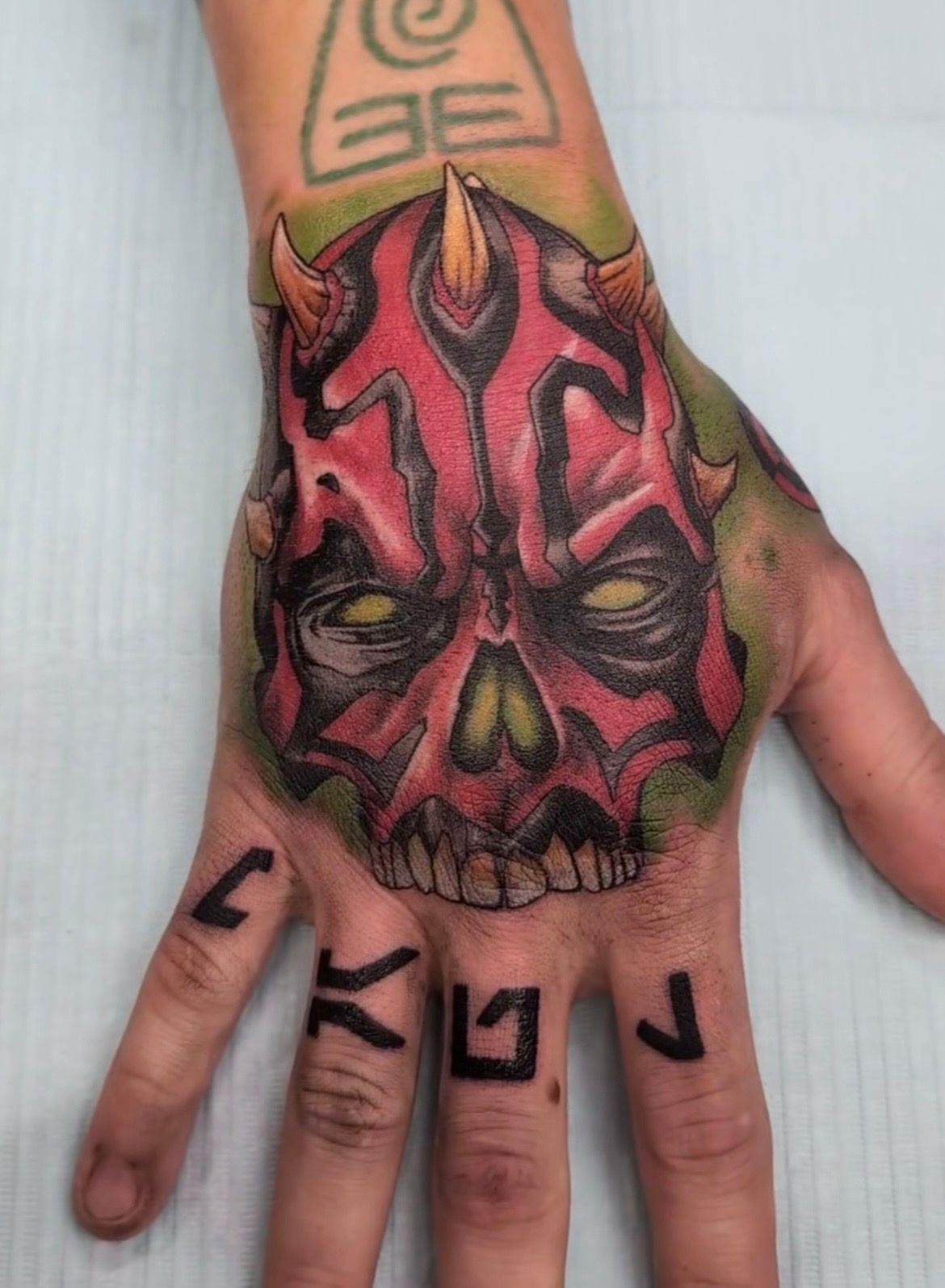 Darth Maul Skull Tattoo by Kevin Sherritt at Black Gold Tattoo Co in Edmonton Alberta Canada
