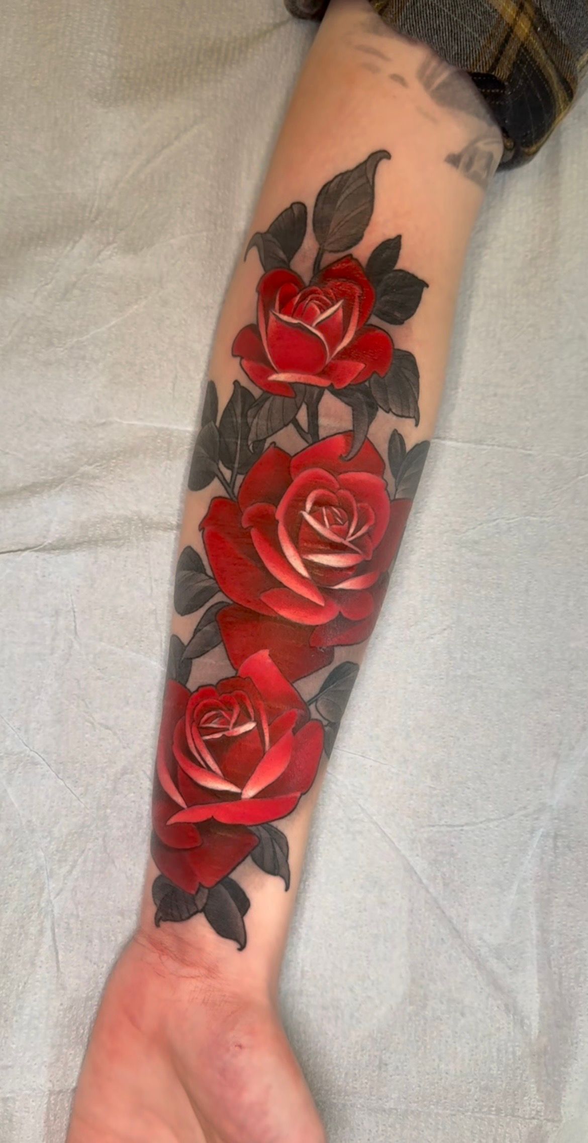 Roses Tattoo by Sasha Day at Crimson Empire Tattoo in Edmonton Alberta Canada