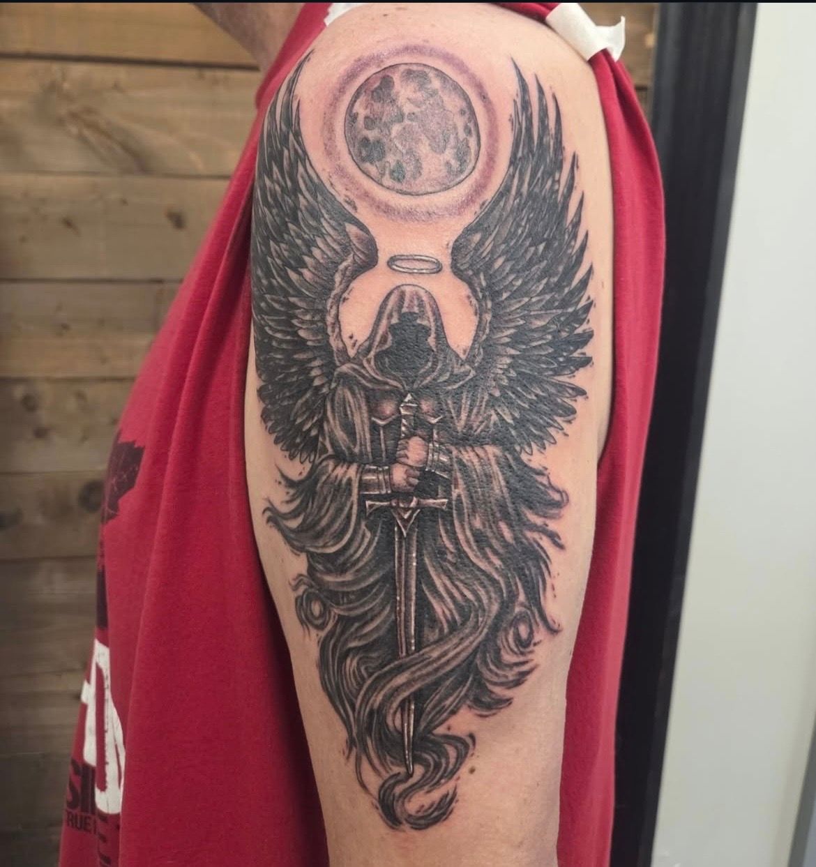 Dark Angel Tattoo by Sheila Anderson at Crimson Empire Tattoo in Edmonton Alberta Canada