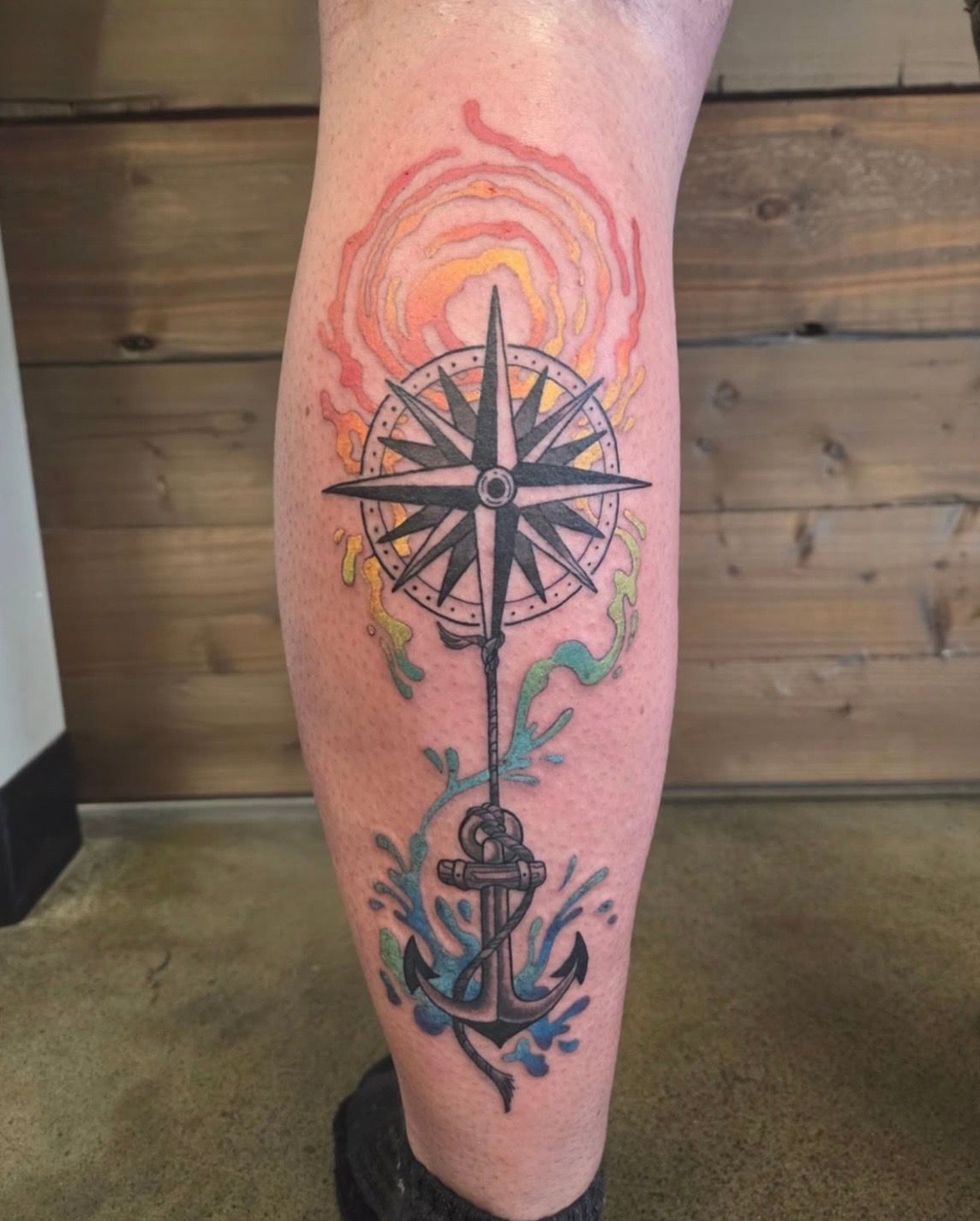 Anchor and Compass Tattoo by Sheila Anderson at Crimson Empire Tattoo in Edmonton Alberta Canada