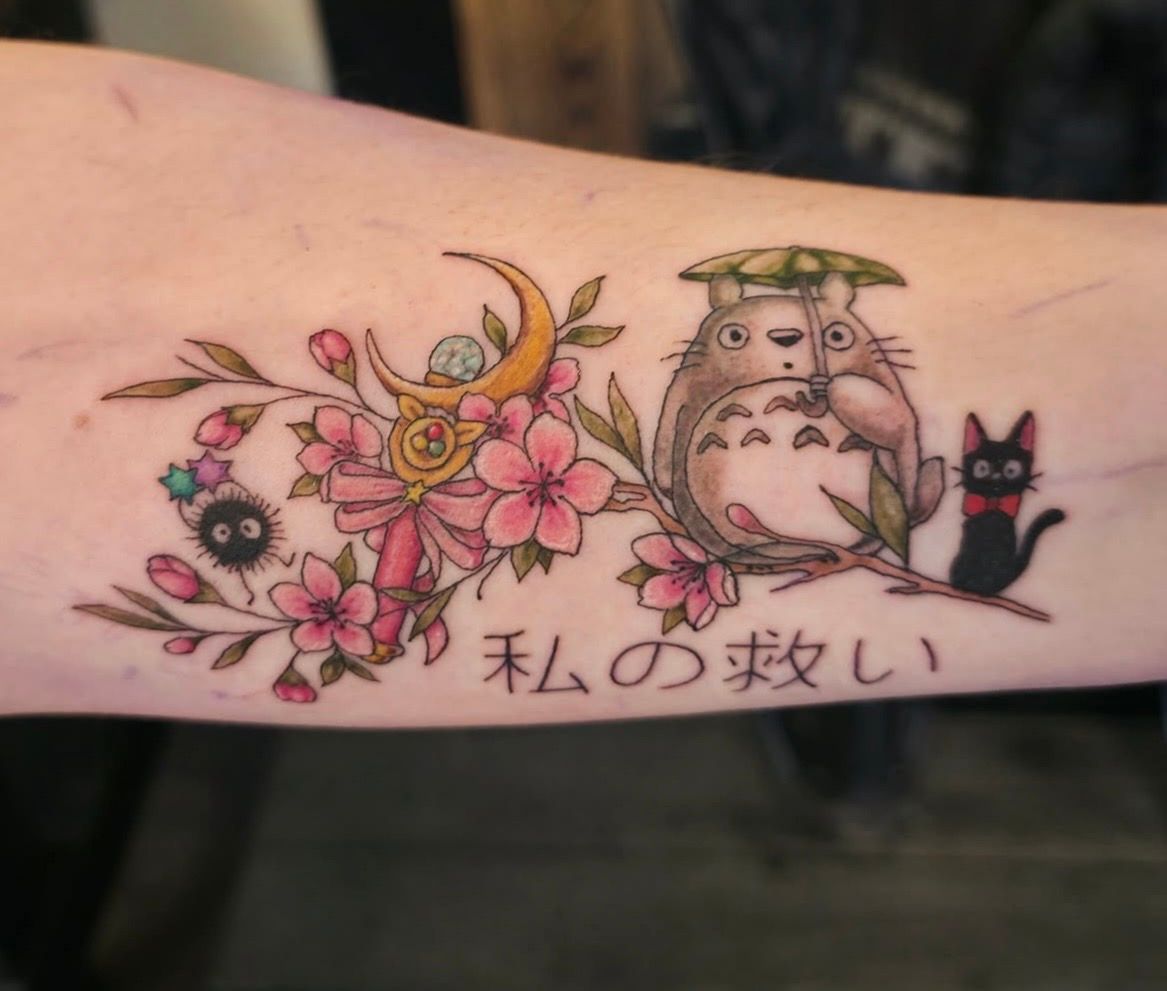 Studio Ghibli and Sailor Moon Tattoo by Vinny Nguyen at Crimson Empire Tattoo in Edmonton Alberta Canada