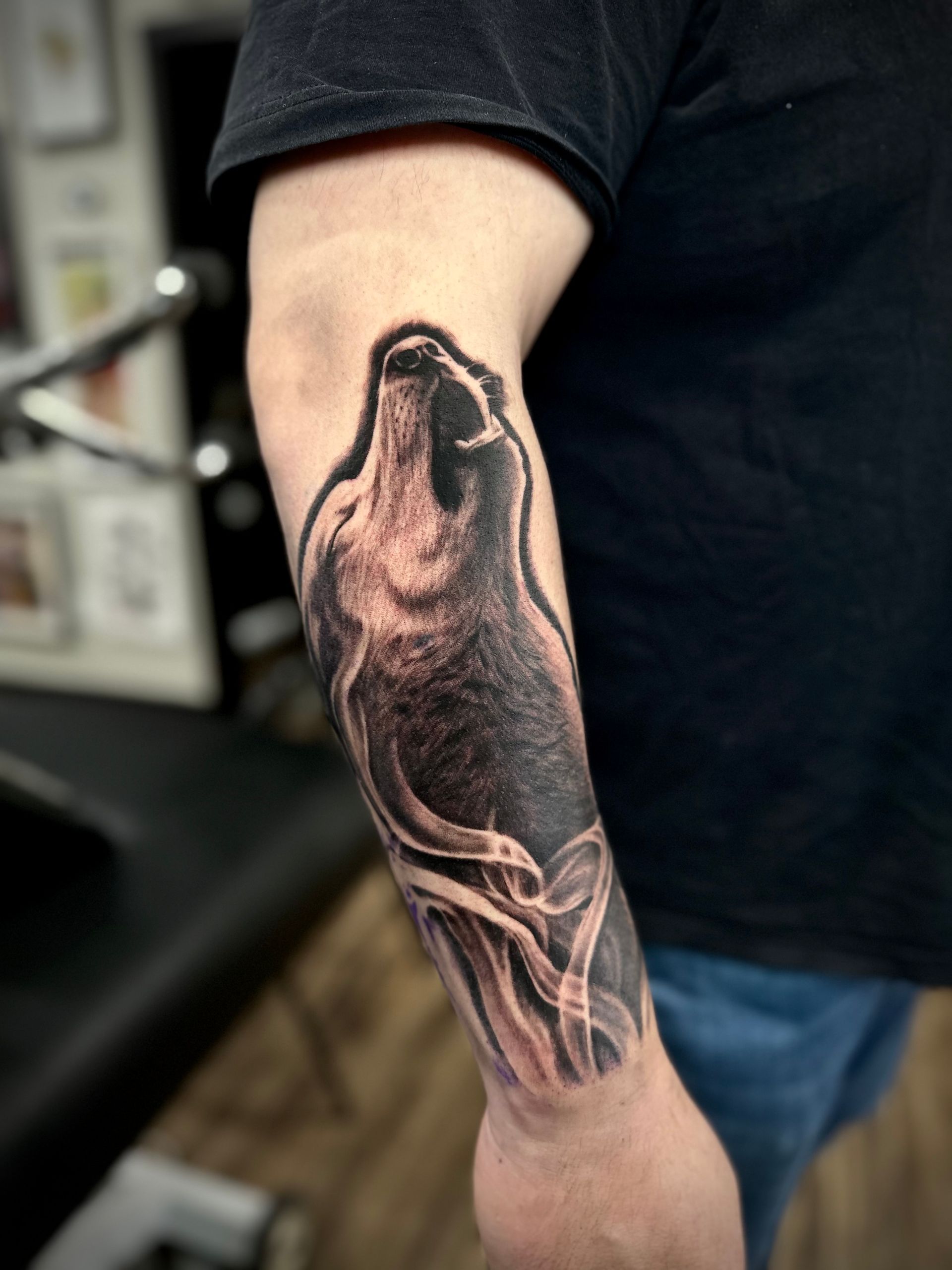 Wolf Tattoo by Jackson Sukhov at Black Gold Tattoo Co in Edmonton Alberta Canada