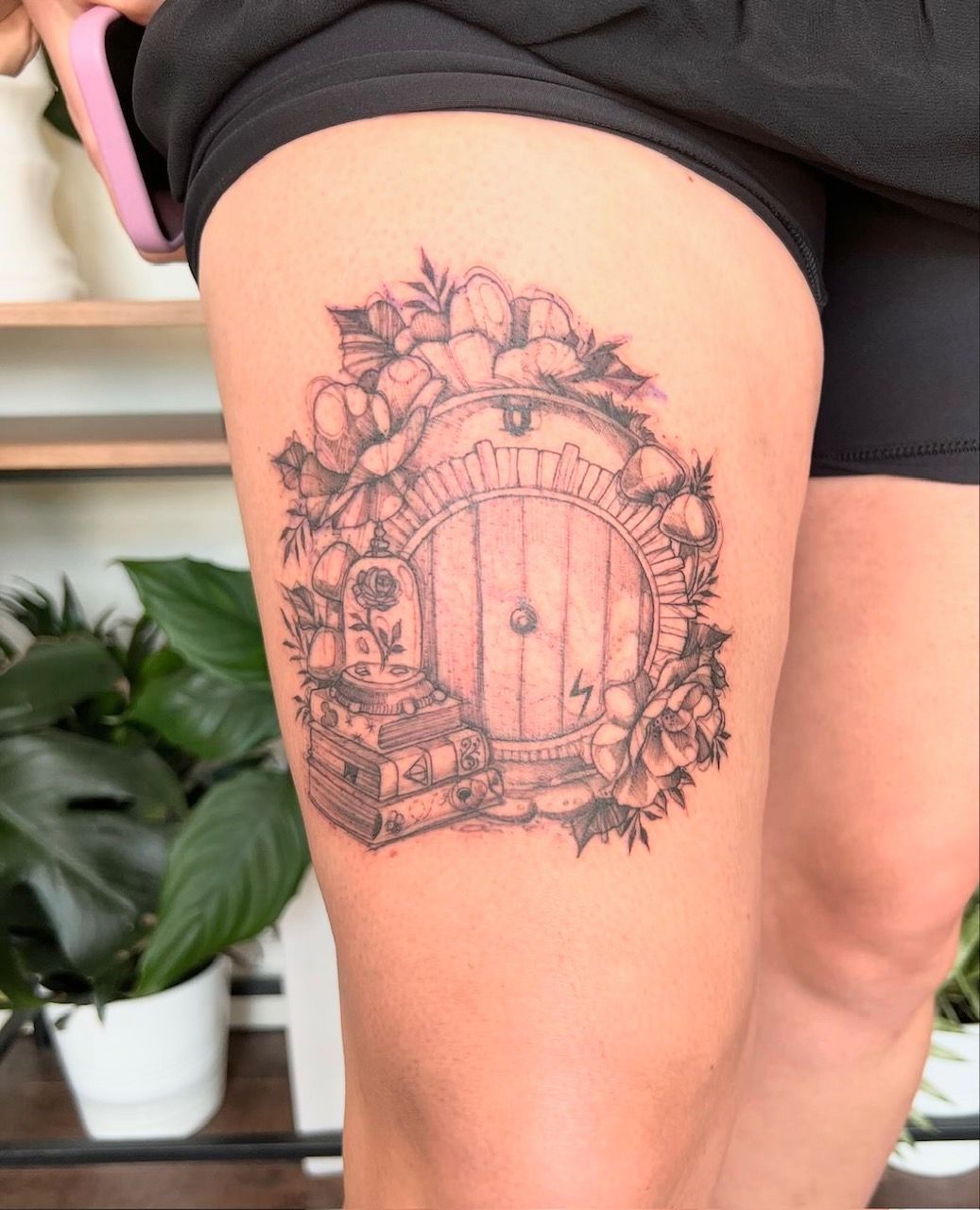 Hobbit Door Tattoo by Adrienne Alexander at Silver Ghost Tattoo in Edmonton Alberta Canada