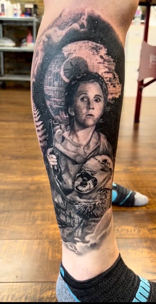 Leia Star Wars Tattoo by Alan Coates at Silver Ghost Tattoo in Edmonton Alberta Canada