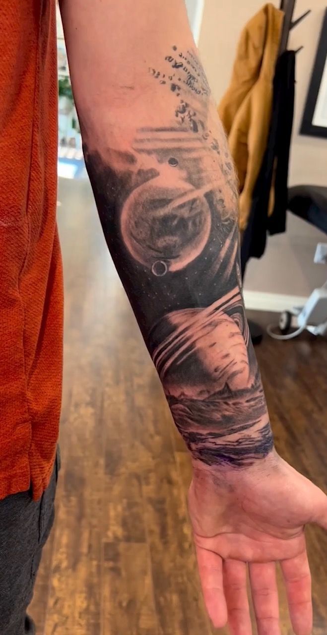 Space Tattoo by Alan Coates at Silver Ghost Tattoo in Edmonton Alberta Canada