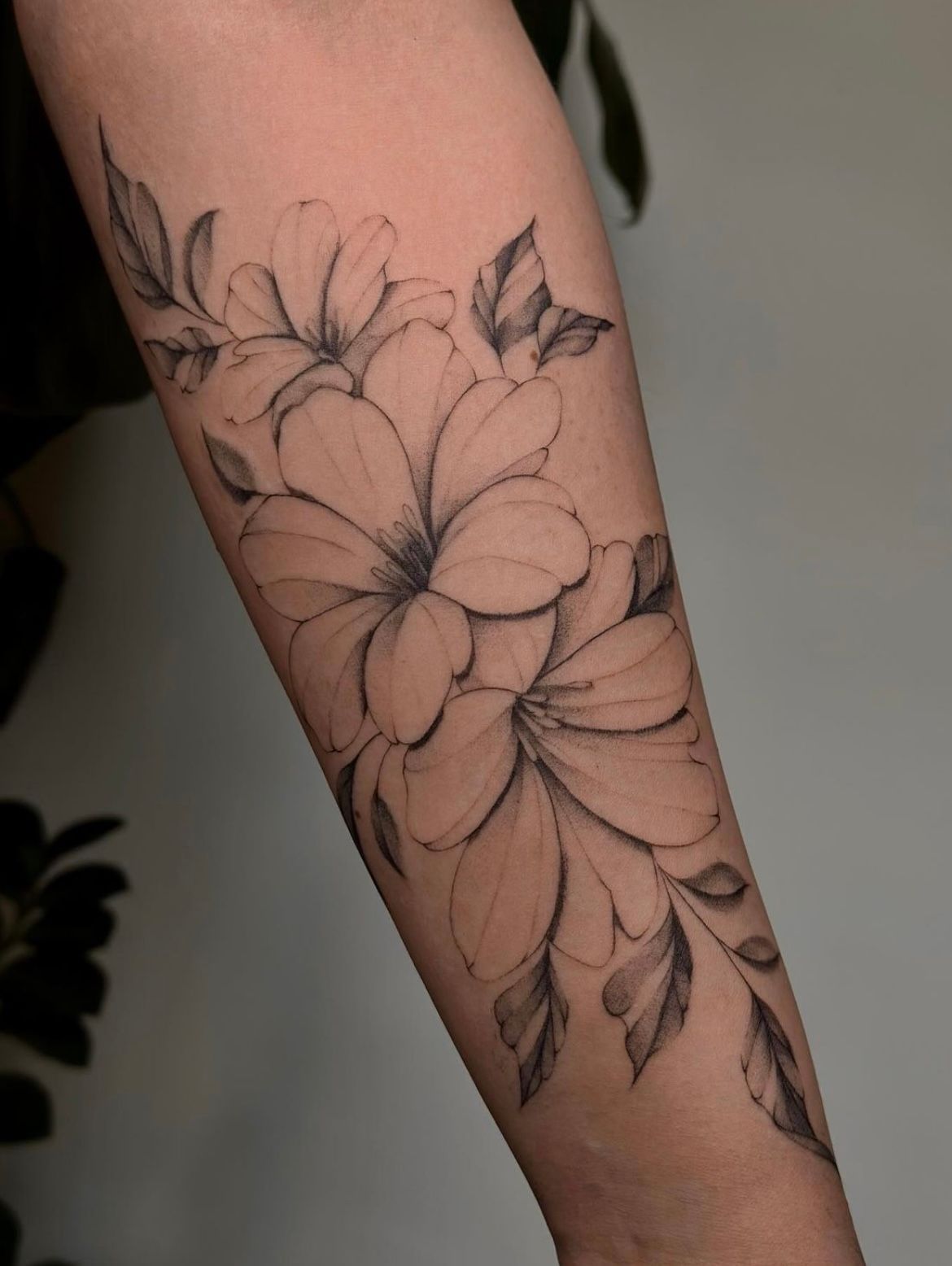 Floral Tattoo by Anastasiya at Silver Ghost Tattoo in Edmonton Alberta Canada