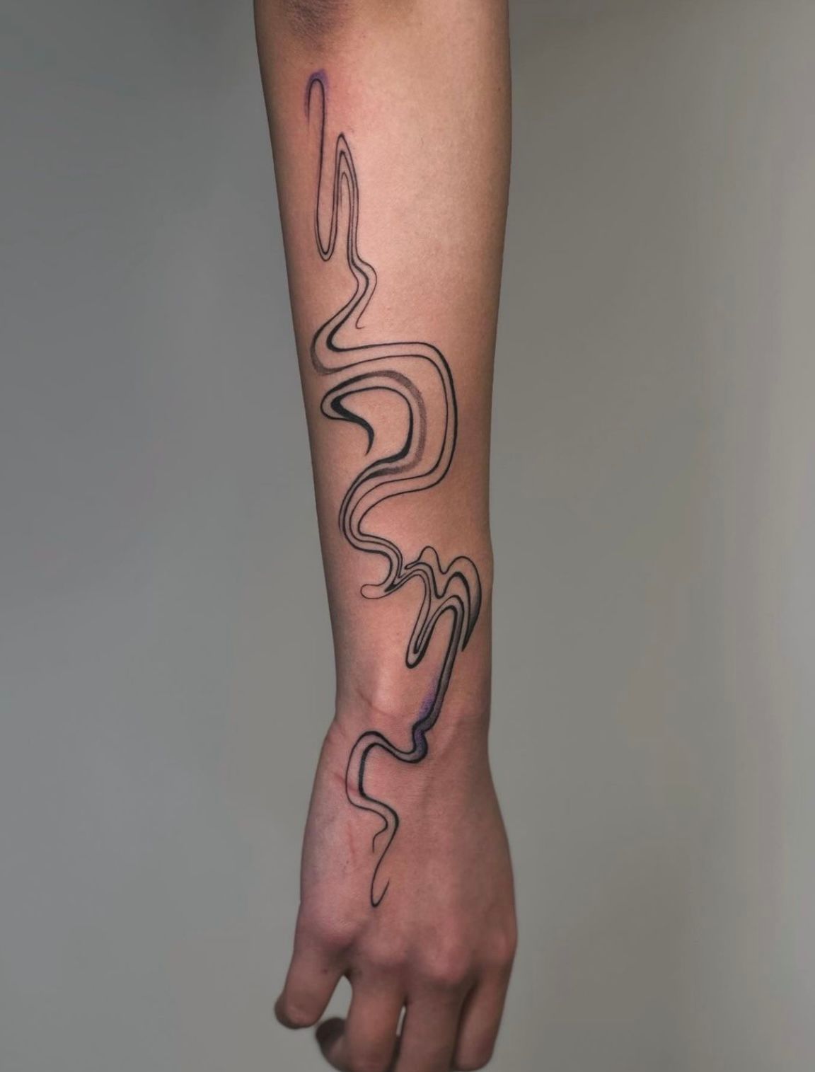 Abstract Linework Tattoo by Anastasiya at Silver Ghost Tattoo in Edmonton Alberta Canada