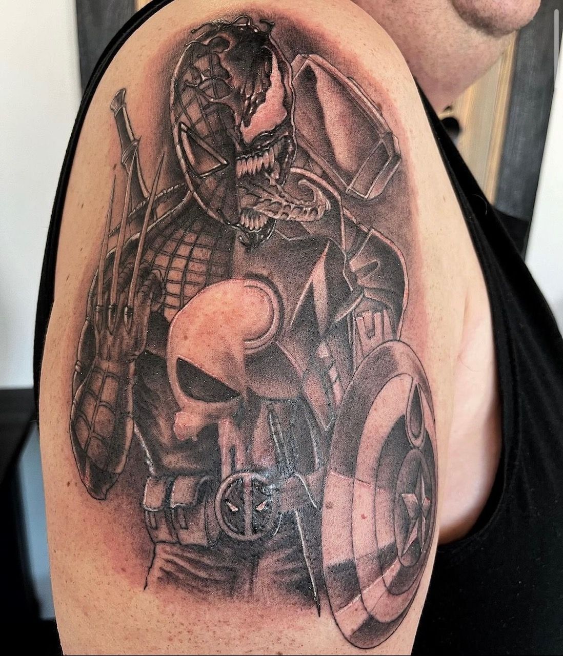 Marvel Mashup Tattoo by Chad Lavers at Crimson Empire Tattoo in Edmonton Alberta Canada