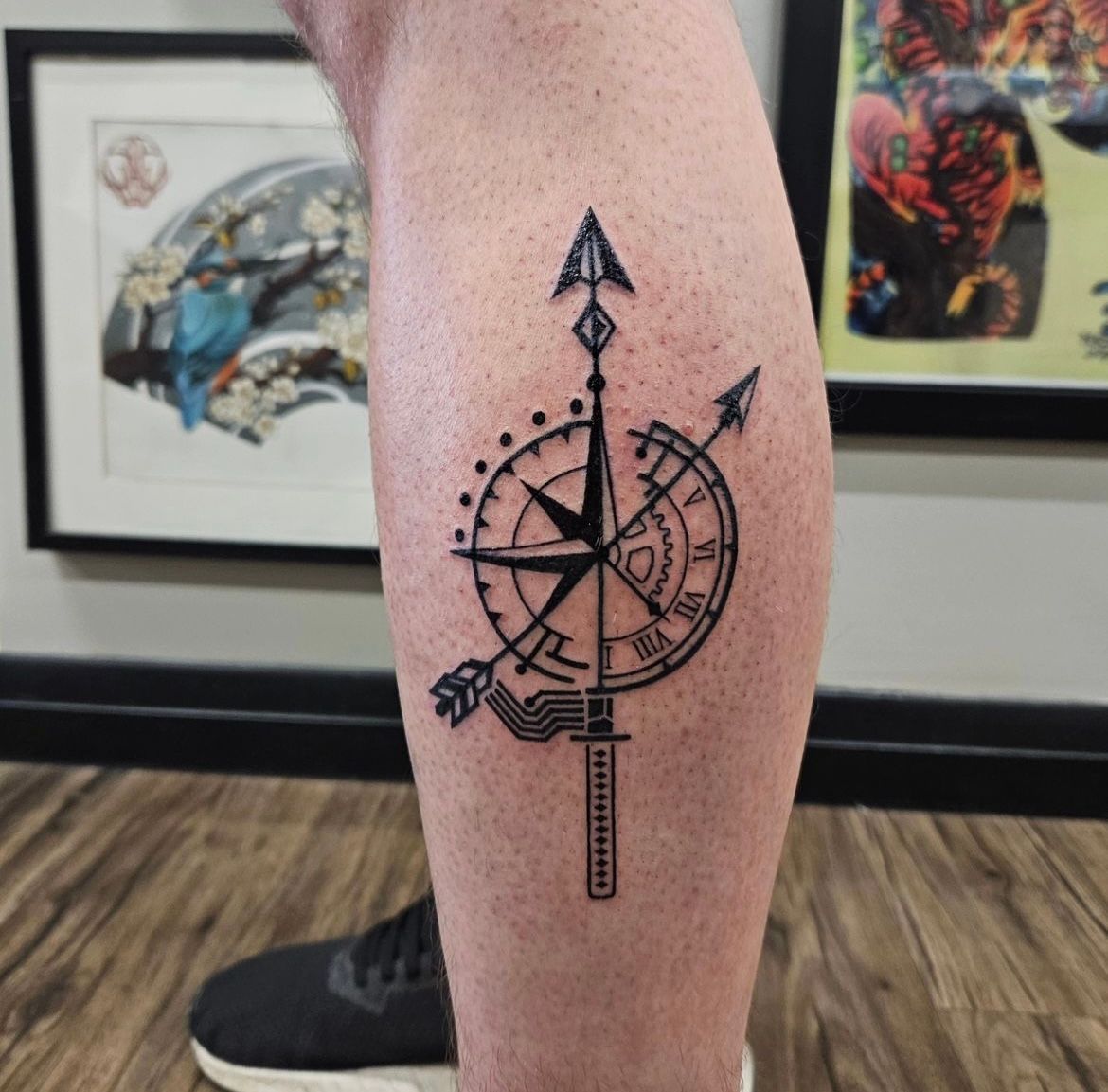 Compass Tattoo by Ian Wang at Black Gold Tattoo Co in Edmonton Alberta Canada