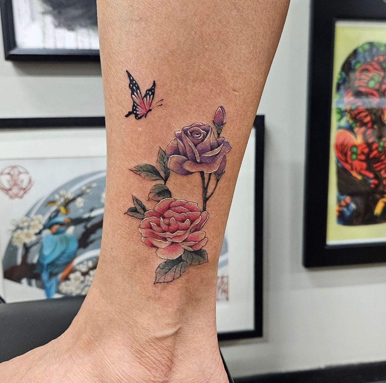 Floral and Butterfly Tattoo by Ian Wang at Black Gold Tattoo Co in Edmonton Alberta Canada