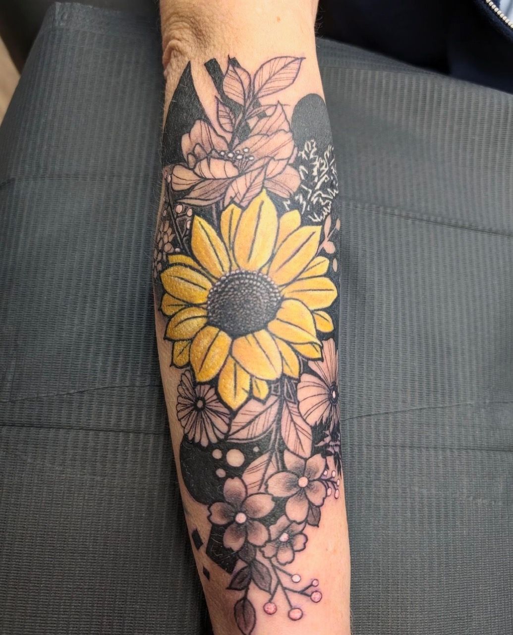 Floral Coverup Tattoo by Kevin Sherritt at Black Gold Tattoo Co in Edmonton Alberta Canada
