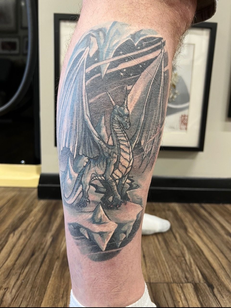 Everquest Dragon Tattoo by Kevin Sherritt at Black Gold Tattoo Co in Edmonton Alberta Canada