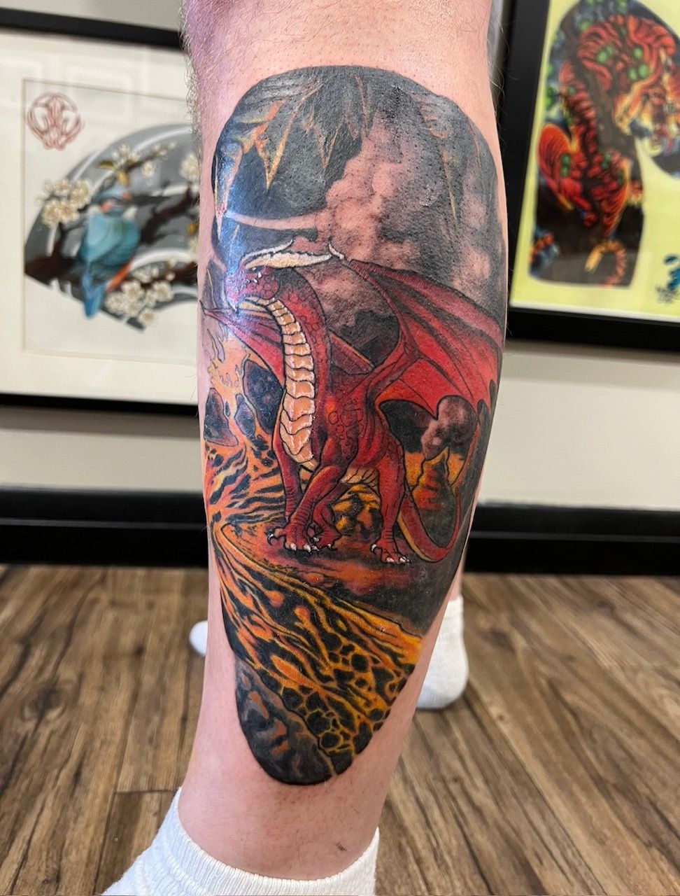 Everquest Dragon Tattoo by Kevin Sherritt at Black Gold Tattoo Co in Edmonton Alberta Canada