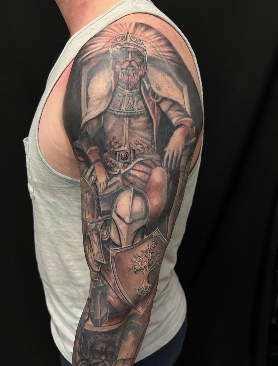 Medieval Sleeve by Kevin Sherritt at Black Gold Tattoo Co in Edmonton Alberta Canada