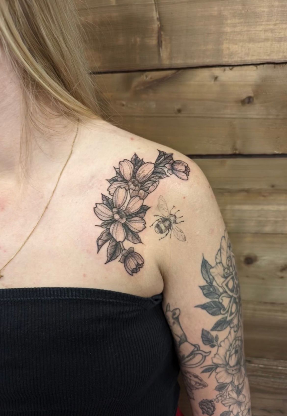 Floral Tattoo by Samantha Hnatiw at Crimson Empire Tattoo in Edmonton Alberta Canada