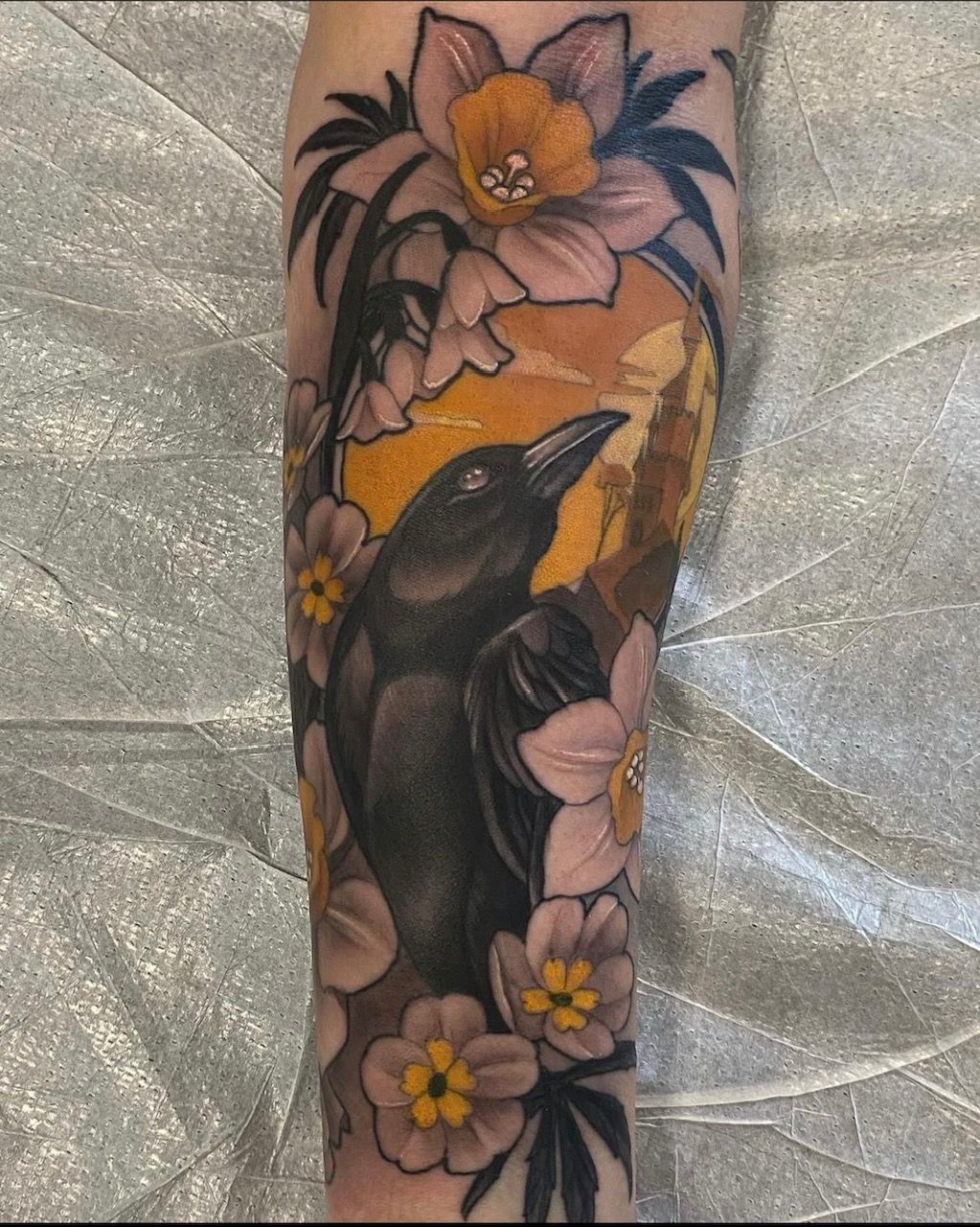 Raven Tattoo by Sasha Day at Crimson Empire Tattoo in Edmonton Alberta Canada