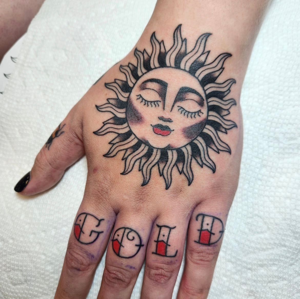 Sun Tattoo by Sheila Anderson at Crimson Empire Tattoo in Edmonton Alberta Canada