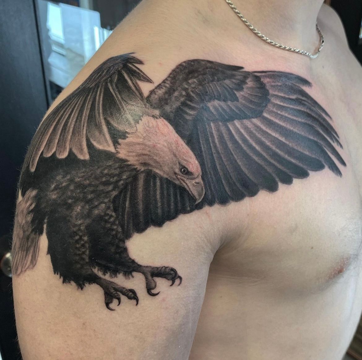 Eagle Tattoo by Steve Hayes at Black Gold Tattoo Co in Edmonton Alberta Canada