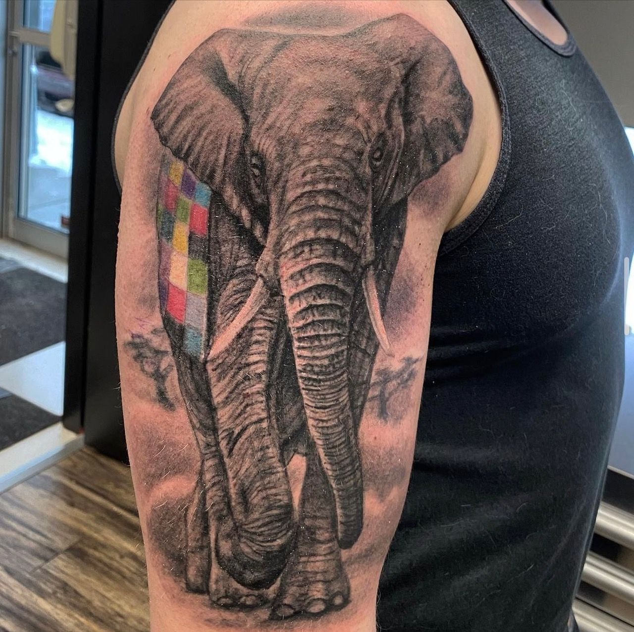 Elephant Tattoo by Steve Hayes at Black Gold Tattoo Co in Edmonton Alberta Canada