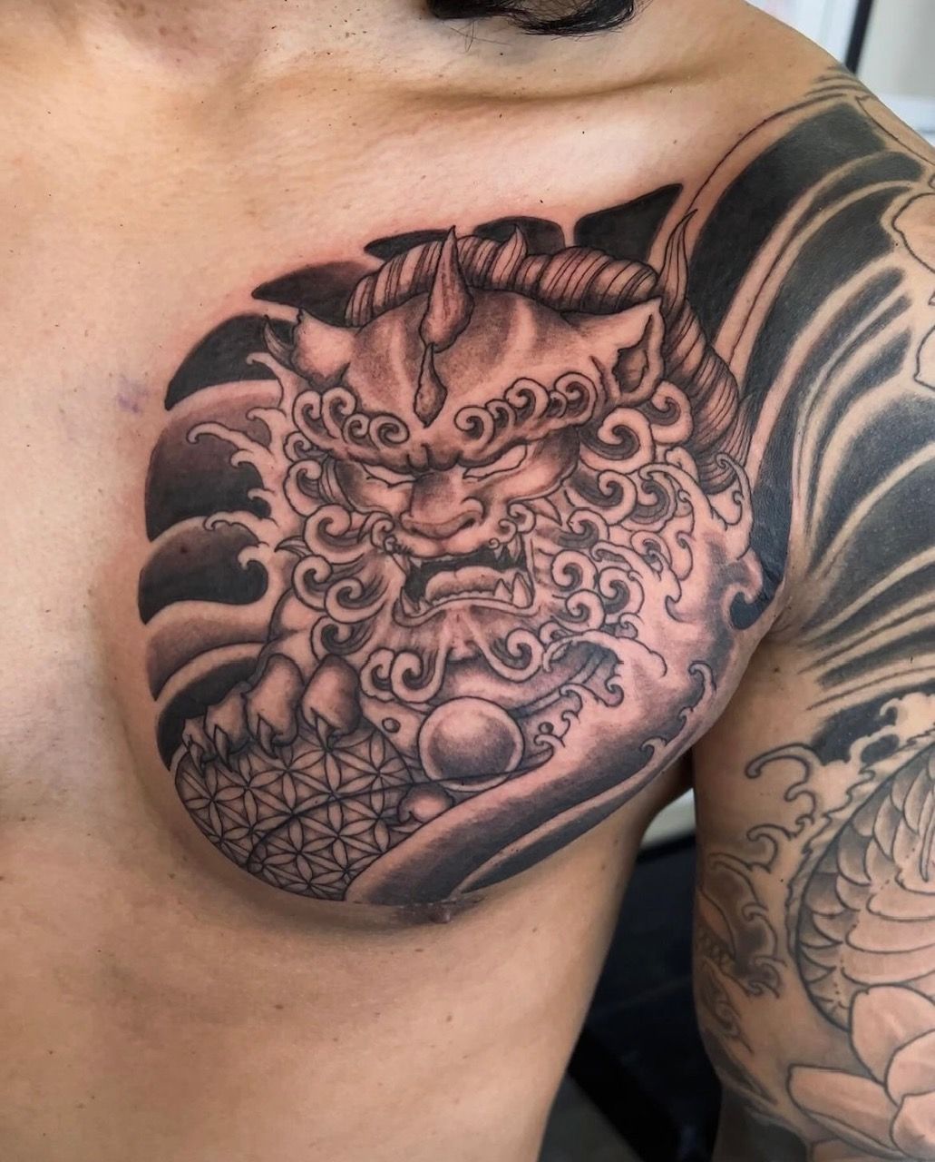 Fudog Tattoo by Vinny Nguyen at Crimson Empire Tattoo in Edmonton Alberta Canada