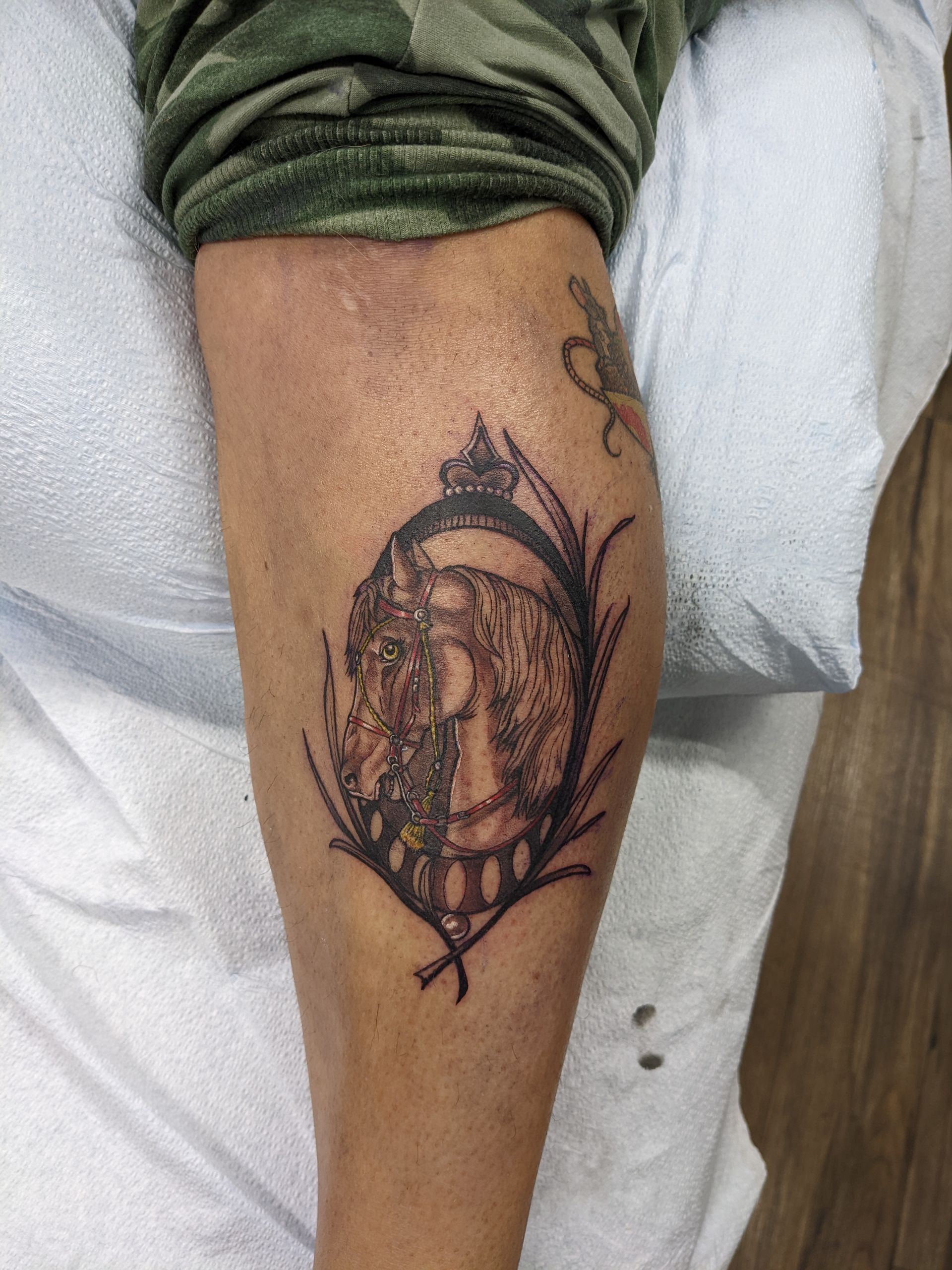 Horse Tattoo by Kevin Sherritt at Black Gold Tattoo Co in Edmonton Alberta Canada