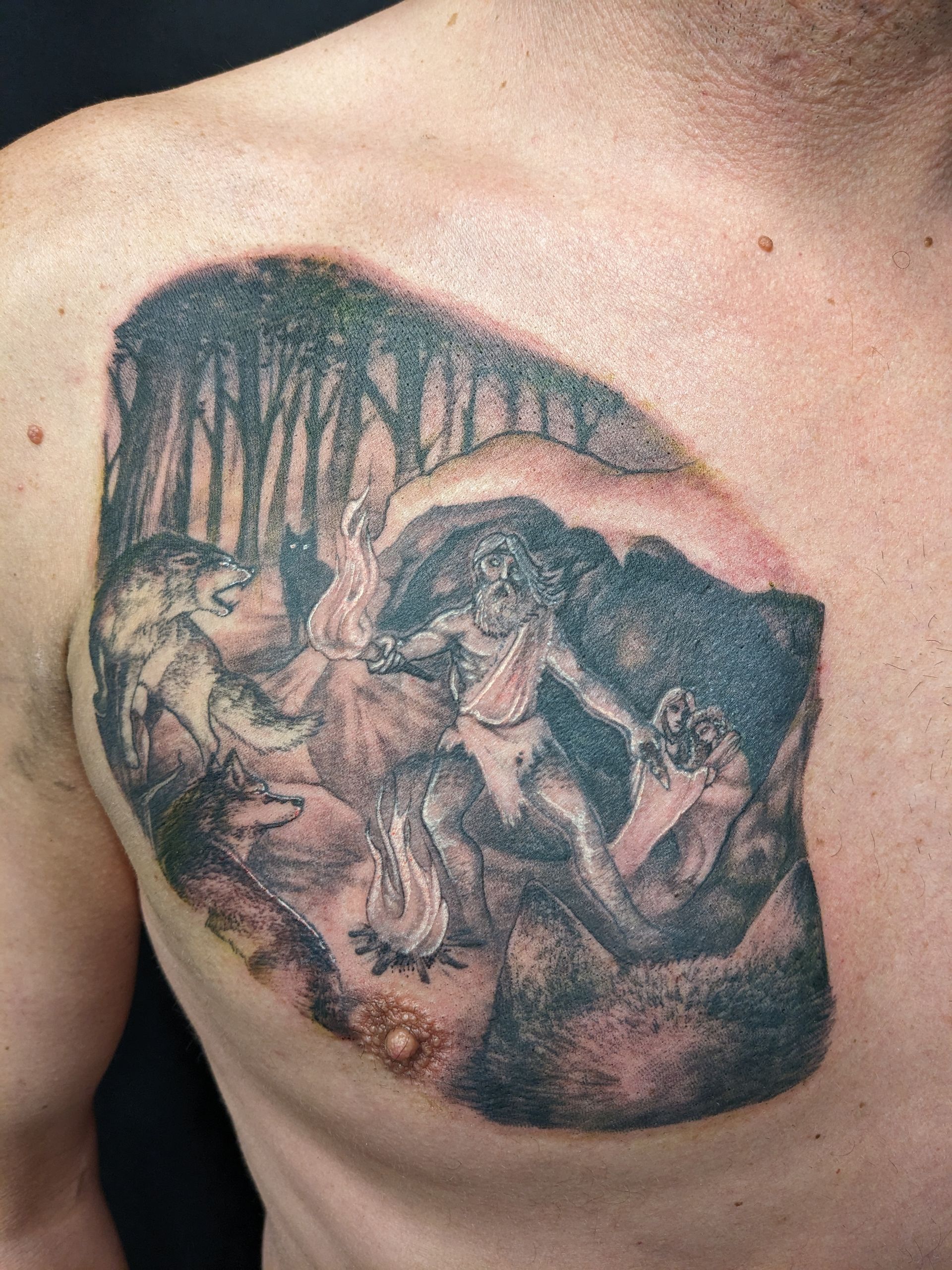 Caveman Tattoo by Kevin Sherritt at Black Gold Tattoo Co in Edmonton Alberta Canada
