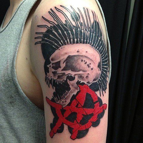 Exploited Skull Tattoo by Trevor Pelletier at Black Gold Tattoo Co in Edmonton Alberta Canada
