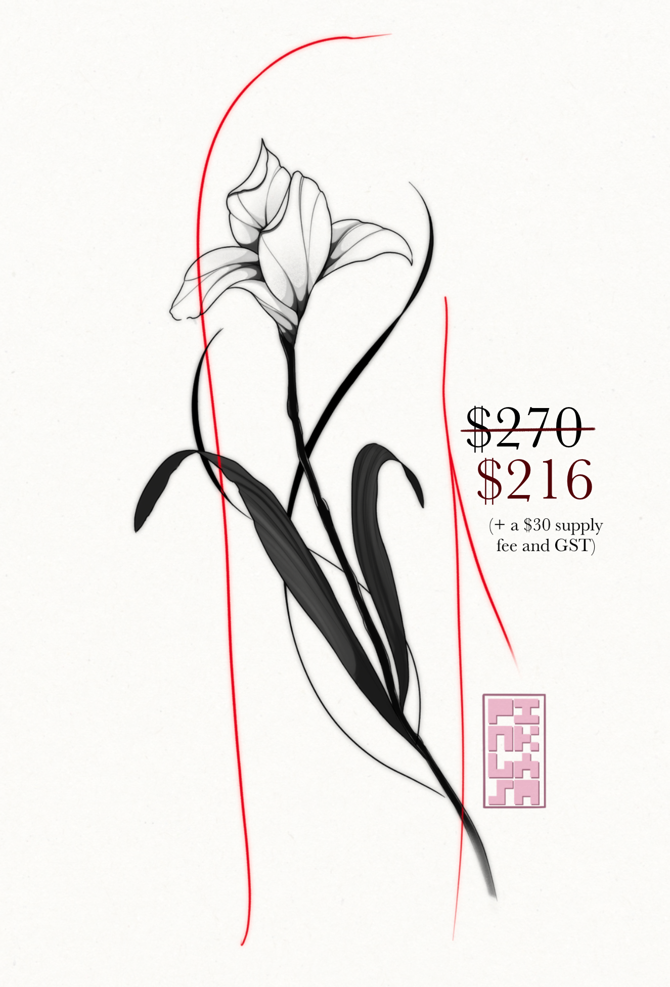 Lily Flash Design by Fran Arceta at Crimson Empire Tattoo in Edmonton Alberta Canada