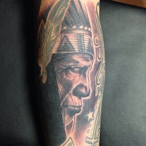 Chieftan Tattoo by Trevor Pelletier at Black Gold Tattoo Co in Edmonton Alberta Canada