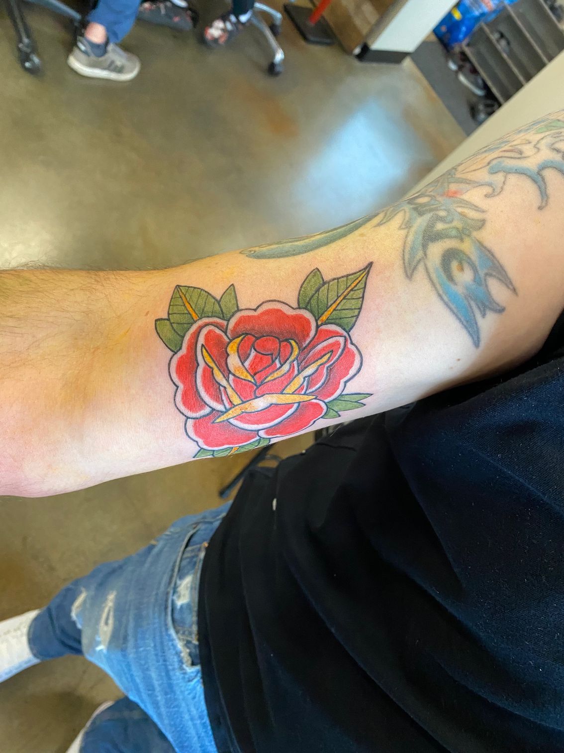Rose Tattoo by Keon Courtney at Crimson Empire Tattoo in Edmonton Alberta Canada