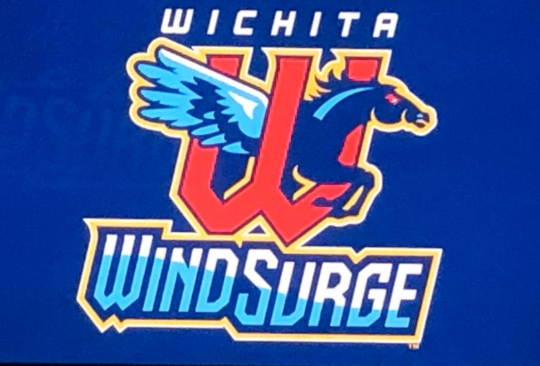 A wichita wind surge logo on a blue background
