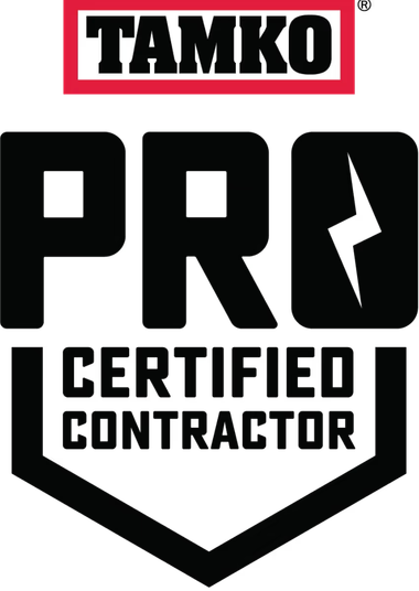 TAMKO Pro Certified Contractor black-and-red logo with shield emblem
